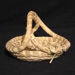 Charleston SC Gullah Sweetgrass Flower Rosebud Basket - Small - 5" W x 3 1/2" H